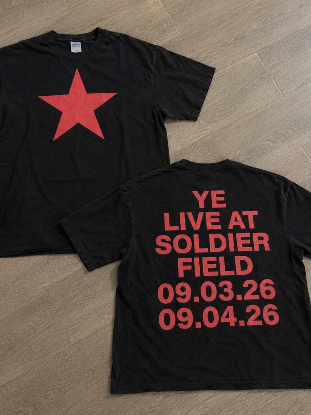 Vintage Black Star Graphic Tee Red Text Back Print Y2K Streetwear T-Shirt